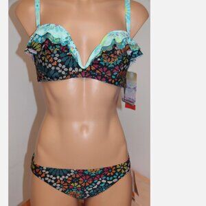 NWT Coco Rave Bra Bikini 2pc set Size S bra sized cup Bridgette U-Wire Back